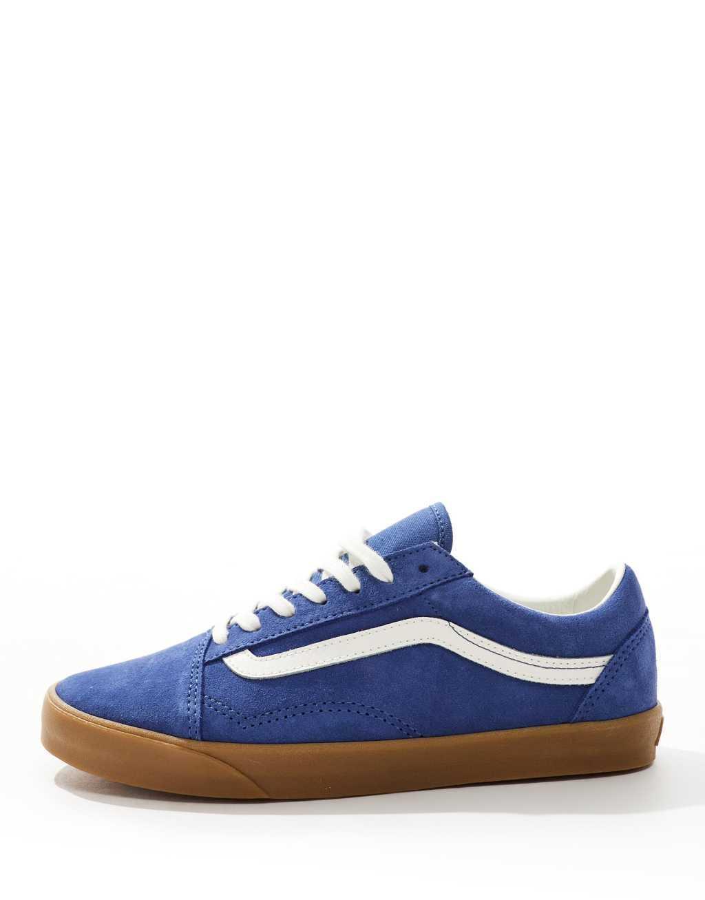 Vans Old Skool Lowpro sneakers with gum sole in blue Product Image