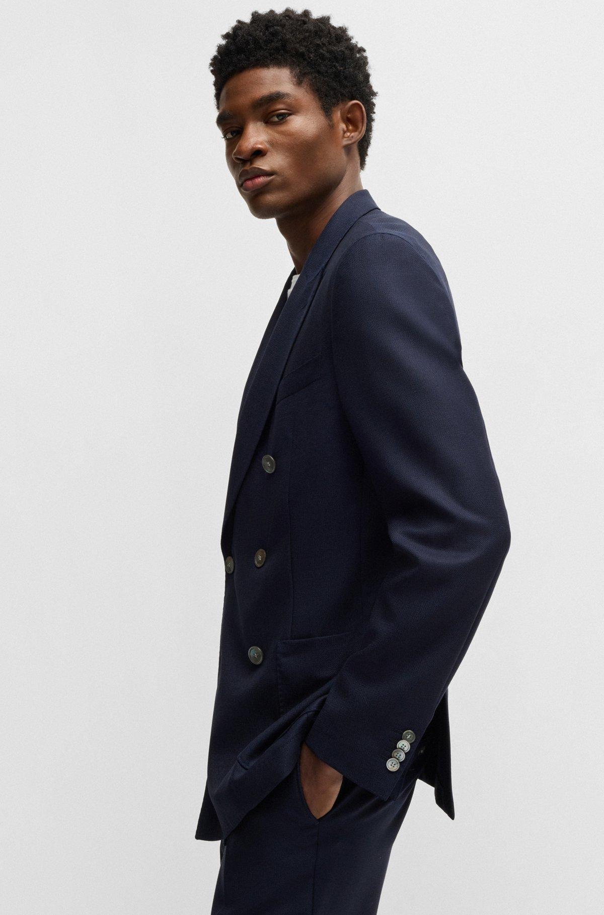 Slim-fit blazer in patterned virgin wool Product Image