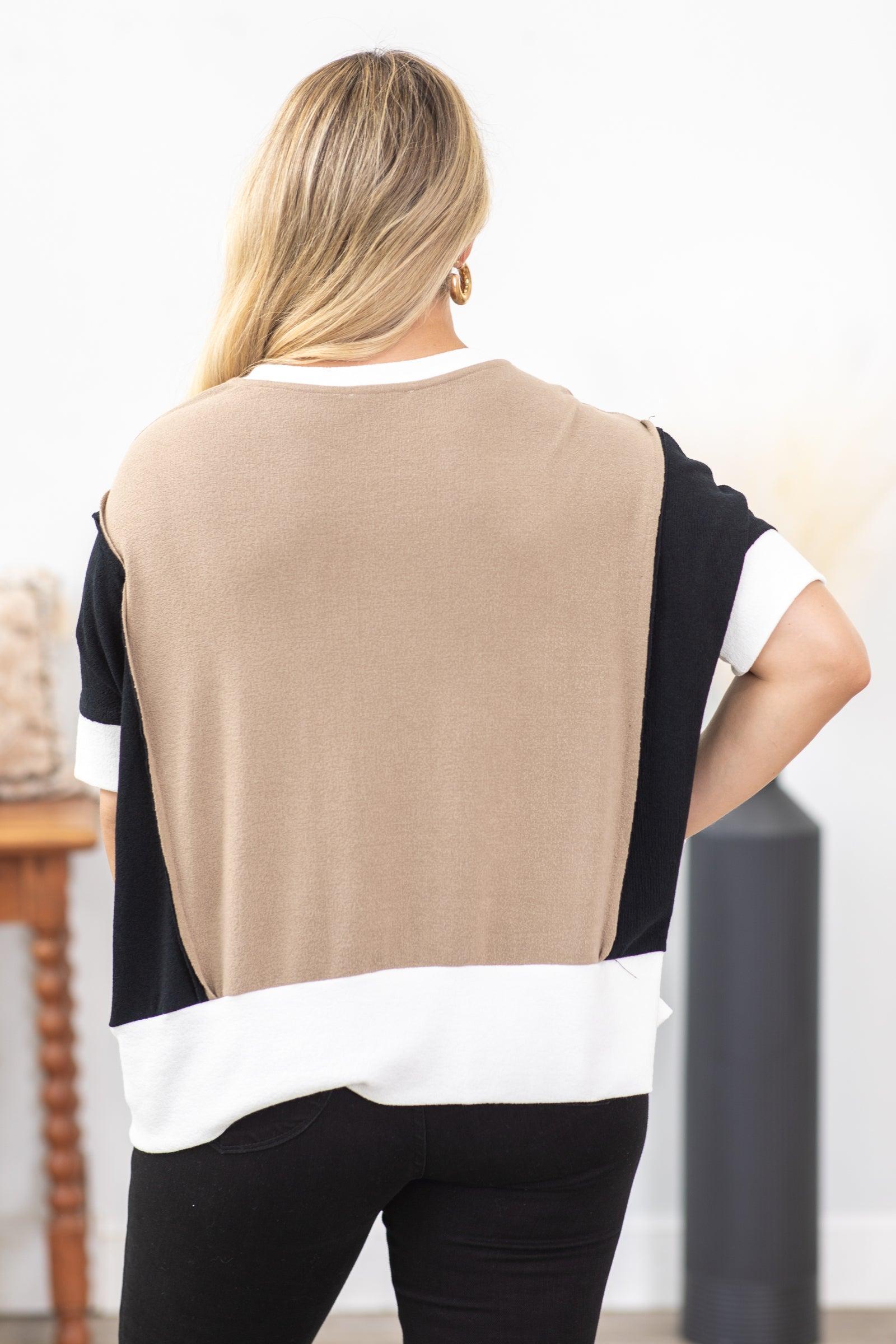 Oversized Contrast Crepe Knit Top Product Image