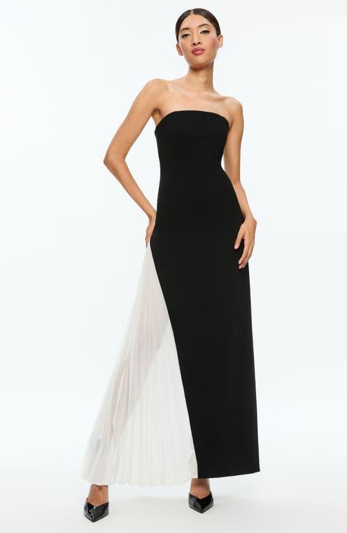 ALICE AND OLIVIA Retha Strapless Maxi Dress With Pleated Godet In Black Product Image