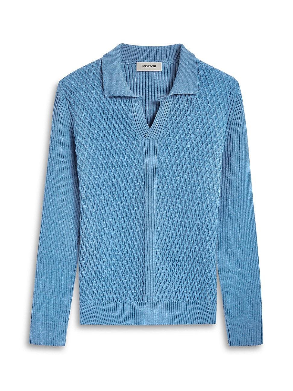 Mens Ribbed Wool Johnny Collar Sweater Product Image