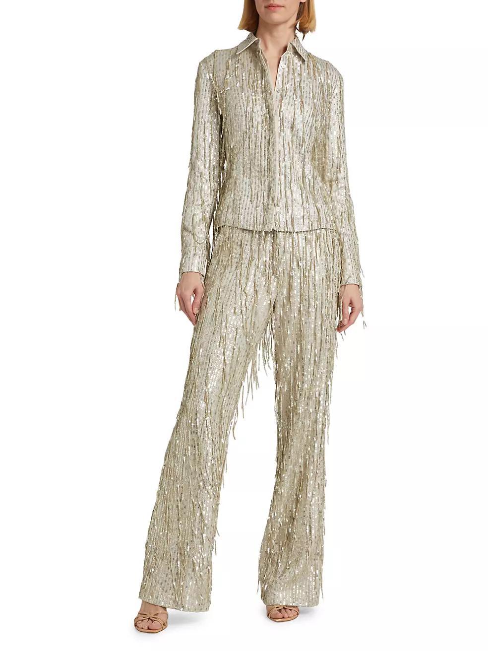 Sequin Kick-Flare Pants Product Image