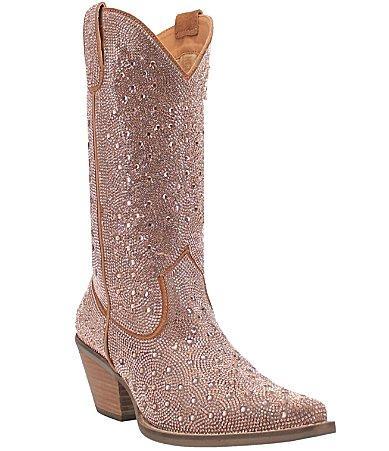 Dingo Silver Dollar Rhinestone Embellished Leather Western Boots Product Image