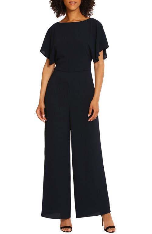 Maggy London Stretch Crew Neck Short Flutter Sleeve Jumpsuit Product Image