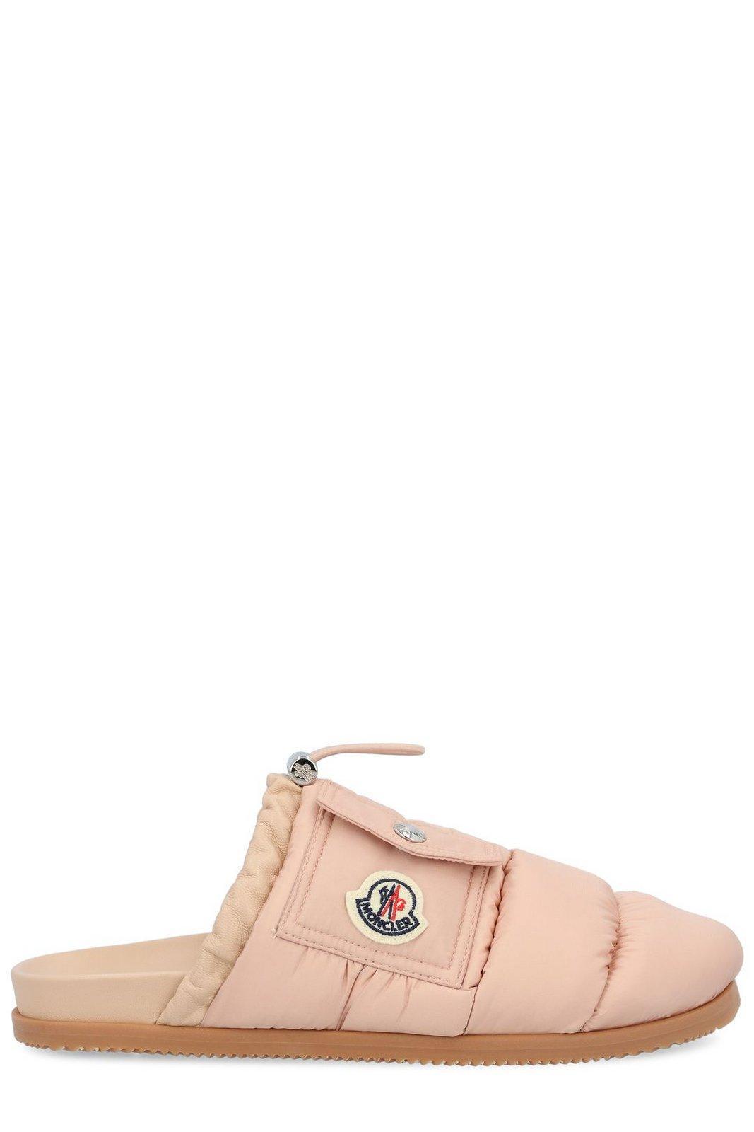 MONCLER Logo Patch Padded Slippers In Pink Product Image