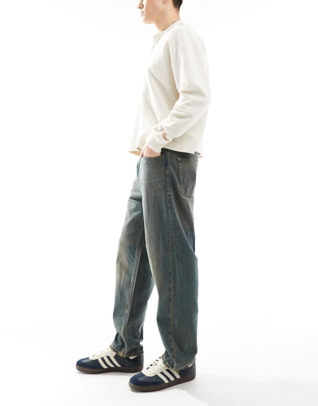 Jack & Jones Eddie baggy jeans in brown tint wash Product Image