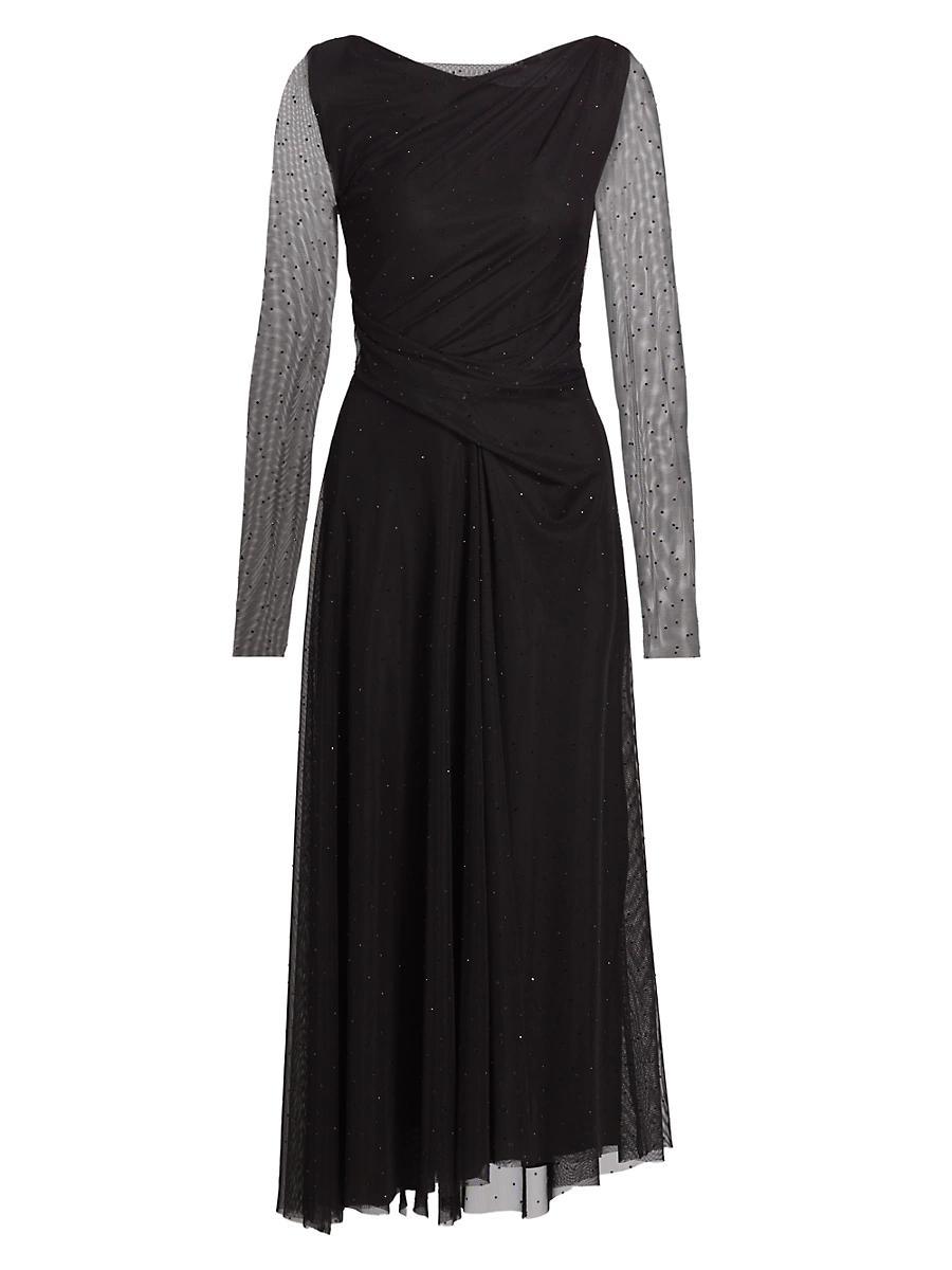 Womens Tulle Ruched Midi-Dress Product Image