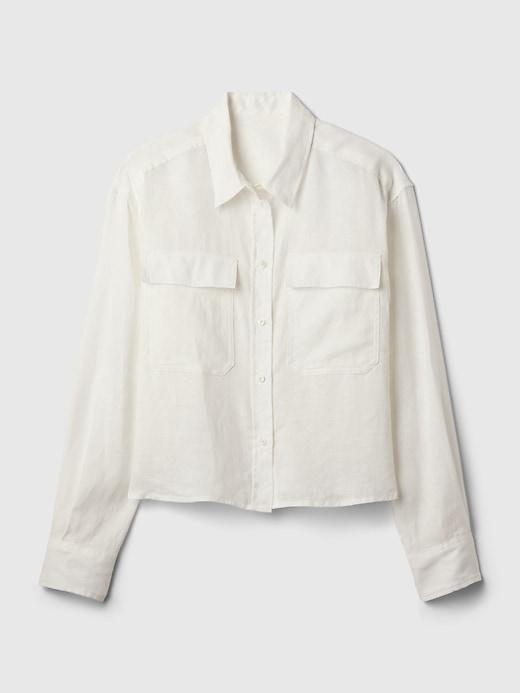 100% Linen Cropped Shirt Product Image