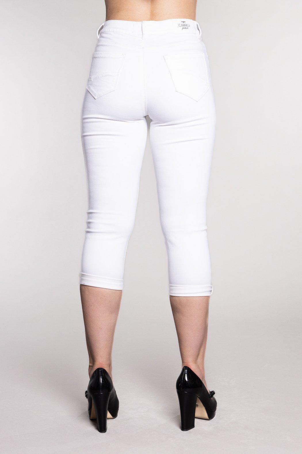 White Denim Cuffed Capri Product Image