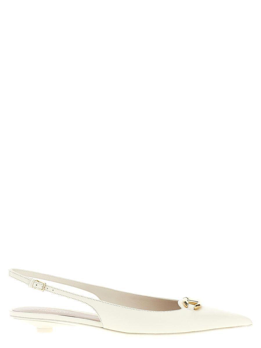 VALENTINO GARAVANI Vlogo Bold Leather Ballets In White Product Image