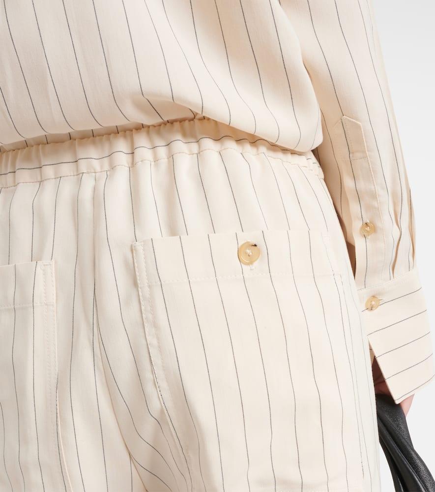 TOTÊME Pinstripe Twill Shorts In White Product Image