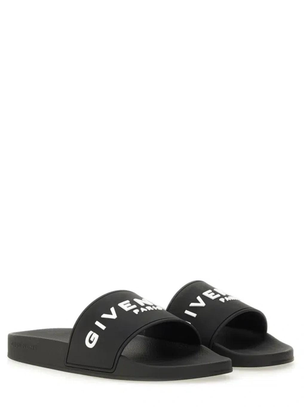 Black Logo-Print Pool Slides Product Image