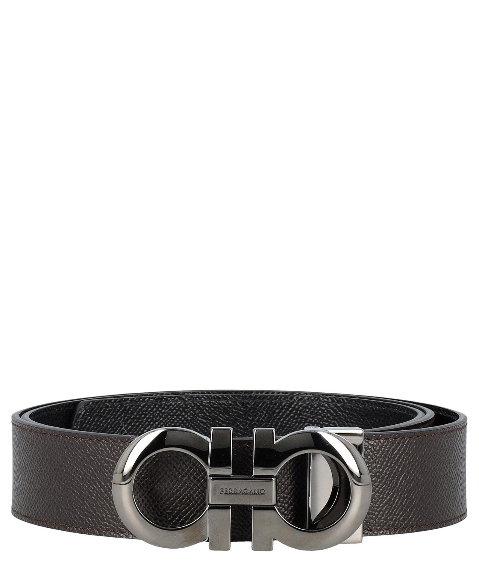 FERRAGAMO Gancini Belt In Dark Brown,black Product Image