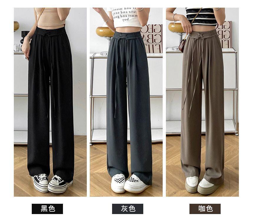 Drawstring Waist Plain Wide Leg Pants (Various Designs) Product Image