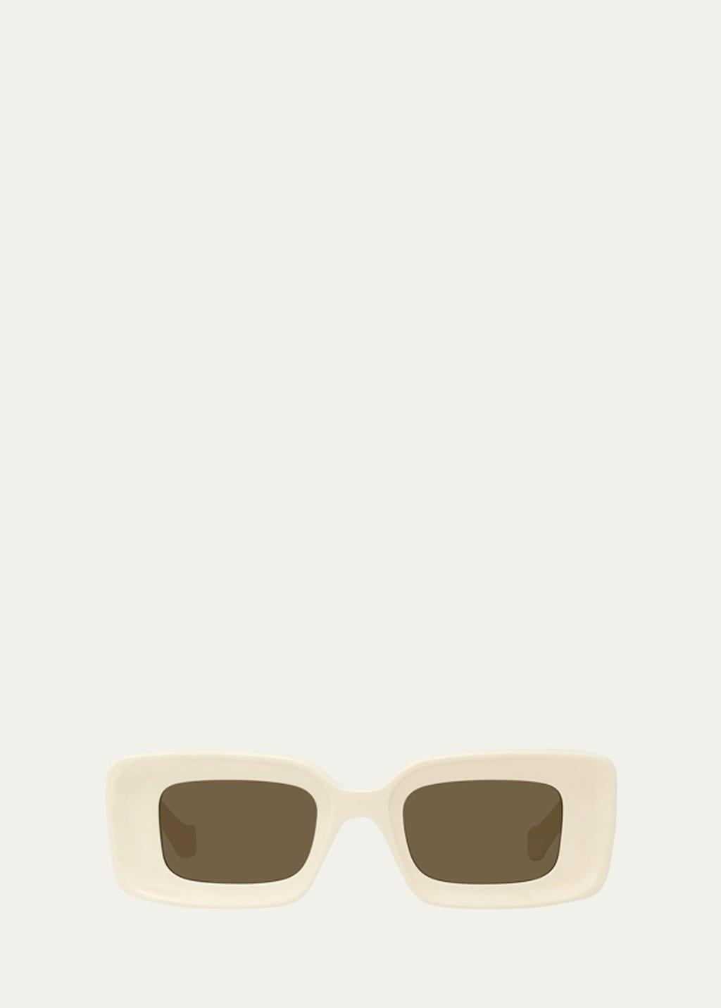 Men's Anagram Acetate-nylon Rectangle Sunglasses In Ivory Brown Product Image