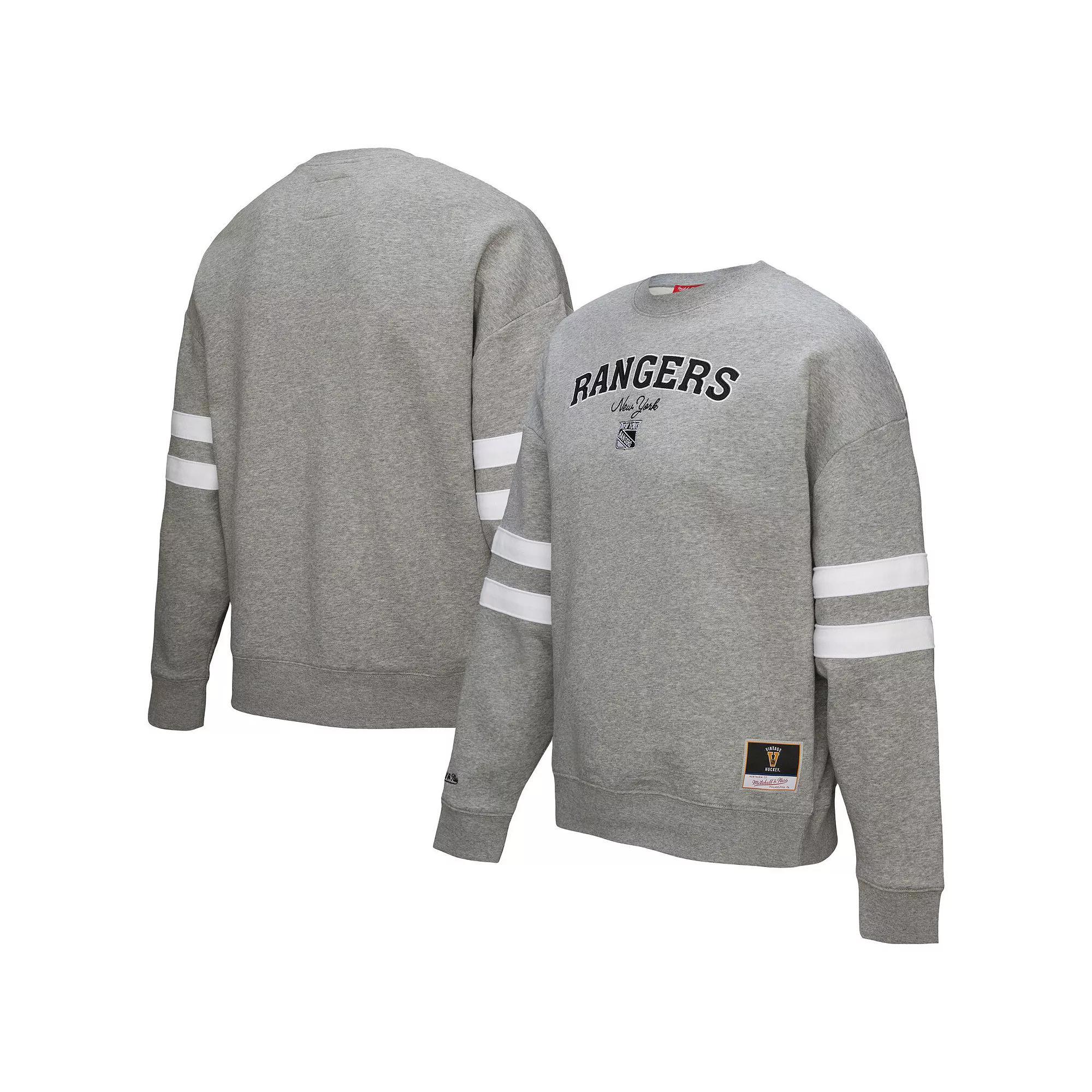 Women's Mitchell & Ness Heather Gray Boston Bruins Logo Lightweight Pullover Sweatshirt,  Product Image