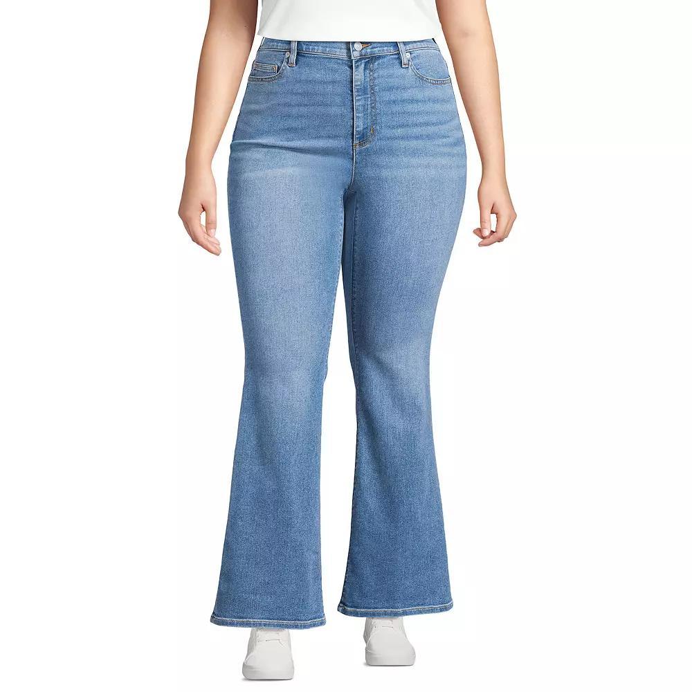 Plus Size Lands' End High-Rise Skinny Flare Jeans, Women's, Size: 16 W, Beau Blue Product Image