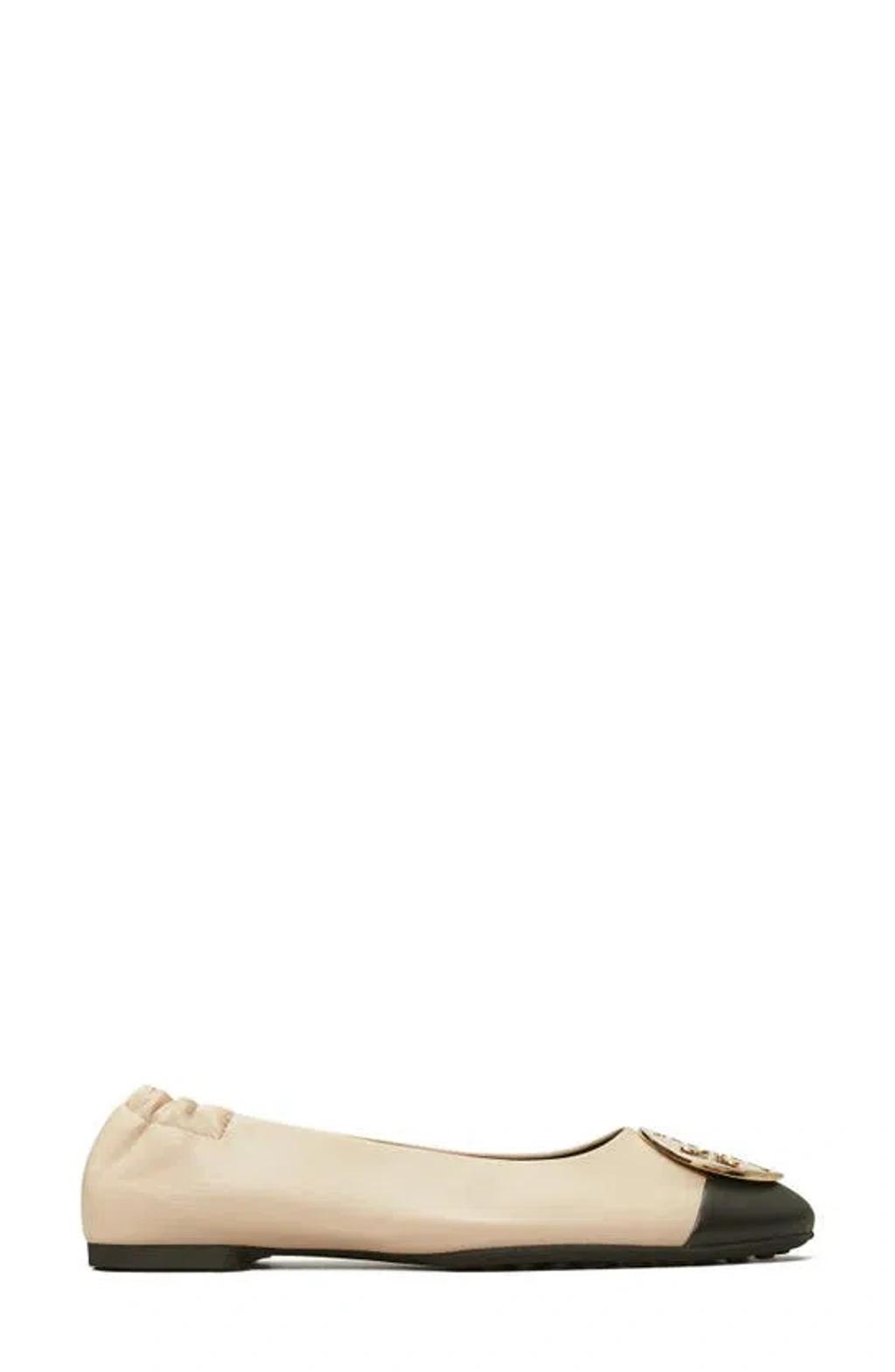 TORY BURCH Claire Cap Toe Ballet In New Cream/black/gold Product Image