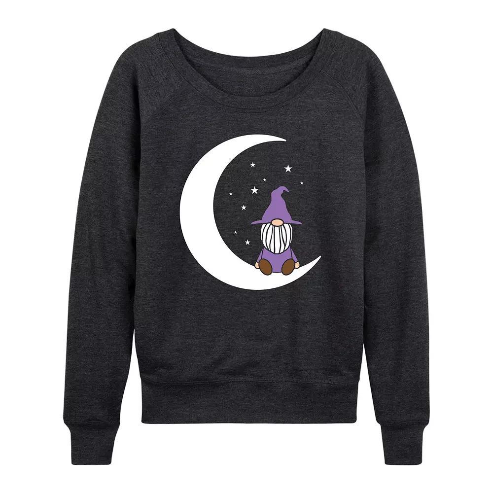 Women's Witch Gnome On Moon French Terry Long Sleeve Tee, Size: Medium, Heather Grey Product Image