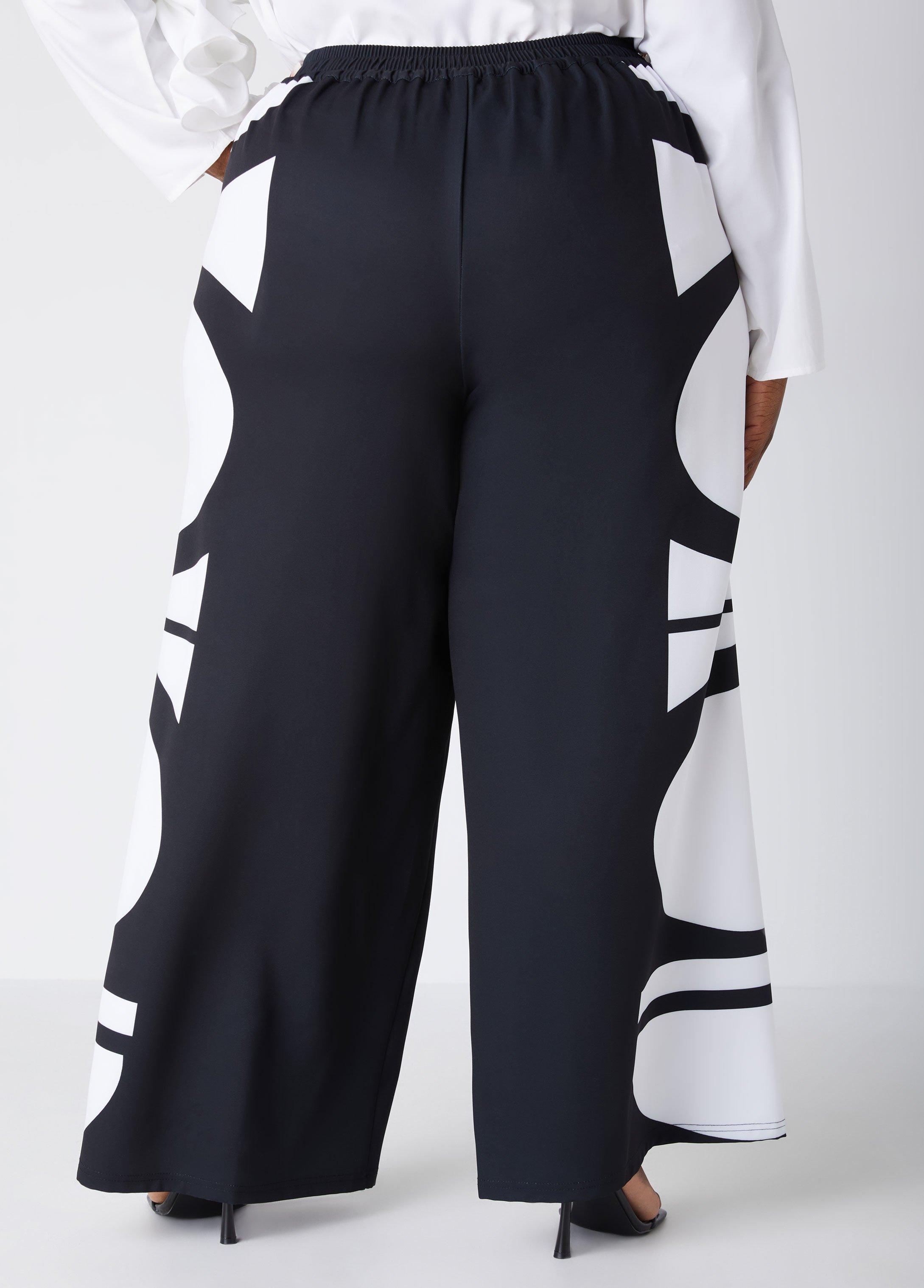 Plus Size Printed Crepe Wide Leg Pants Ashley Stewart Product Image