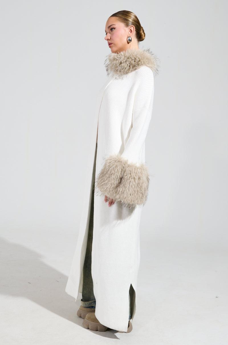 SNOWY NIGHT LONG CARDIGAN IN IVORY Product Image