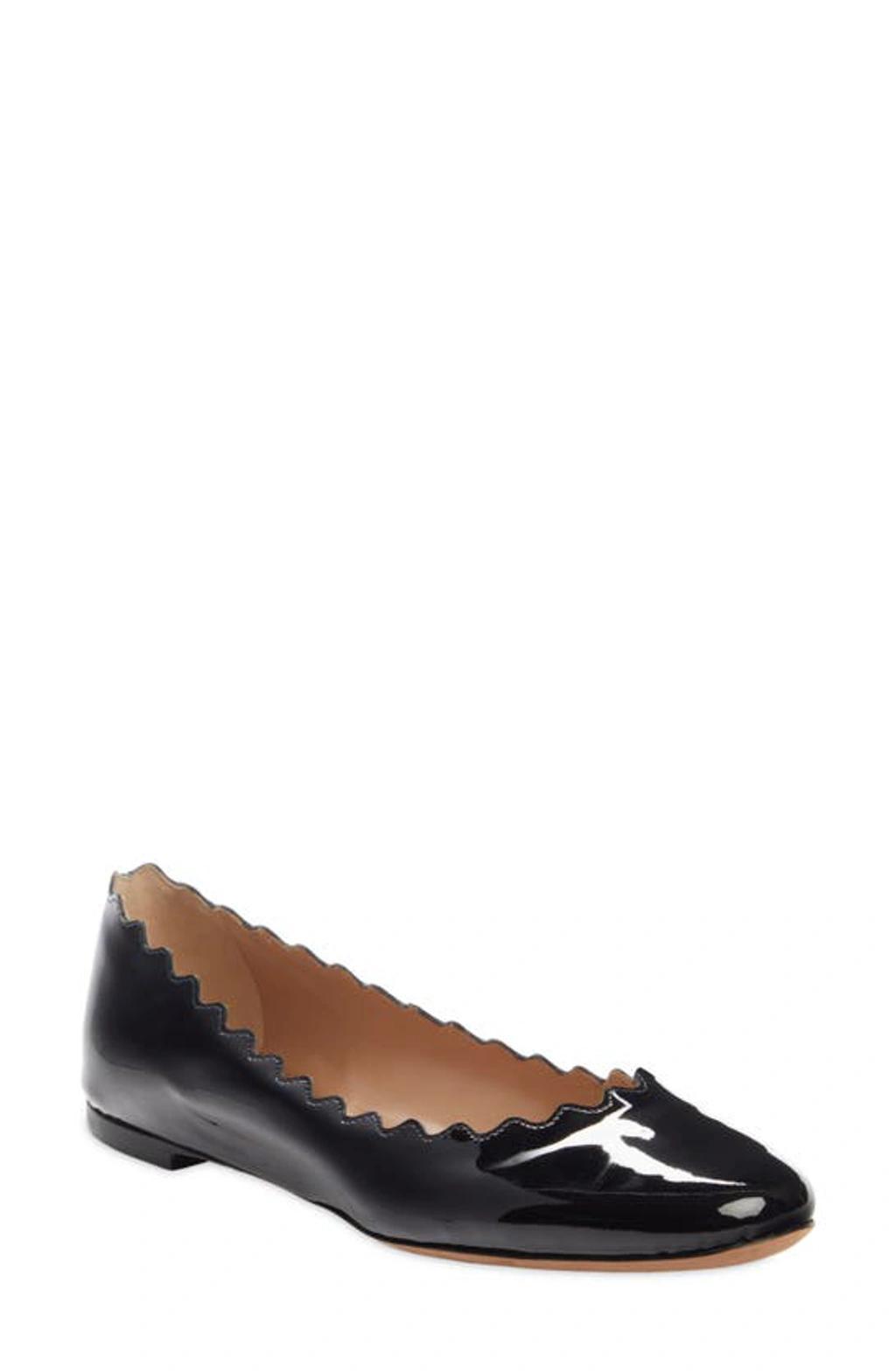 CHLOÉ Lauren Scalloped Ballerinas In Black Product Image