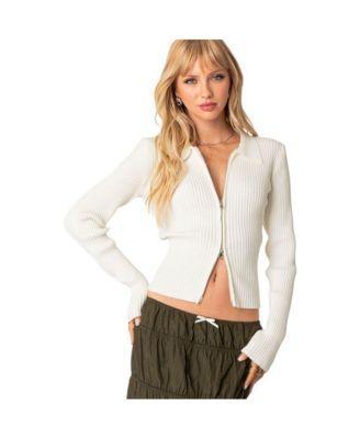 Edikted Cora Knitted Zip Up Cardigan Product Image