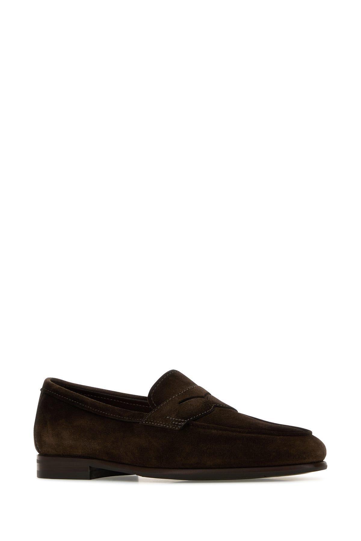 SANTONI Man Loafers Dark Brown Size 7 Leather Product Image