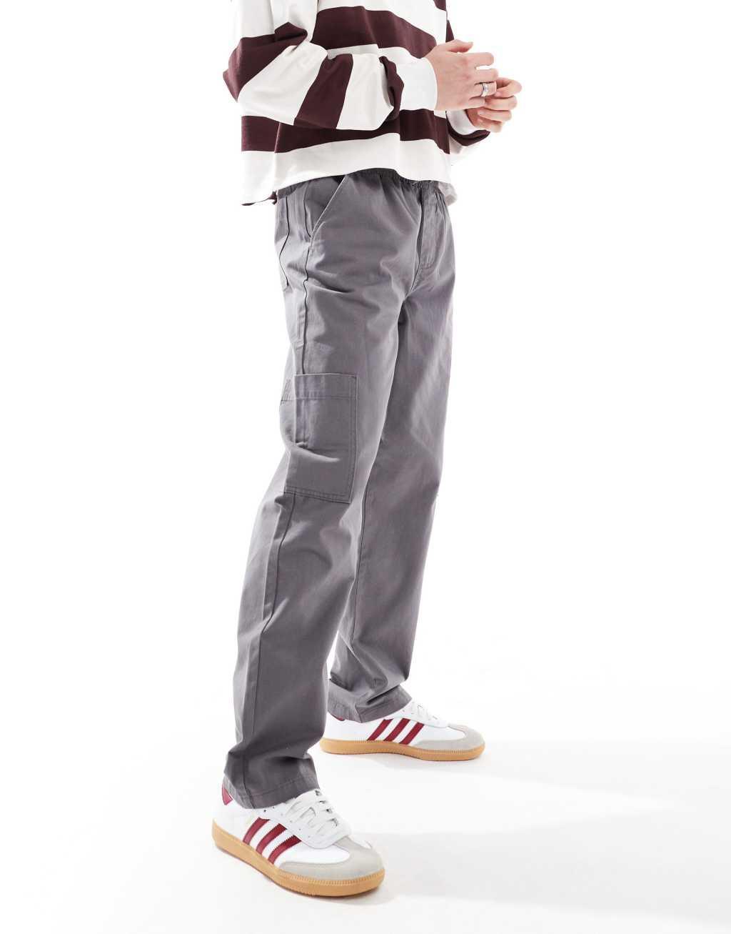 ASOS DESIGN straight leg cargo pants in gray Product Image