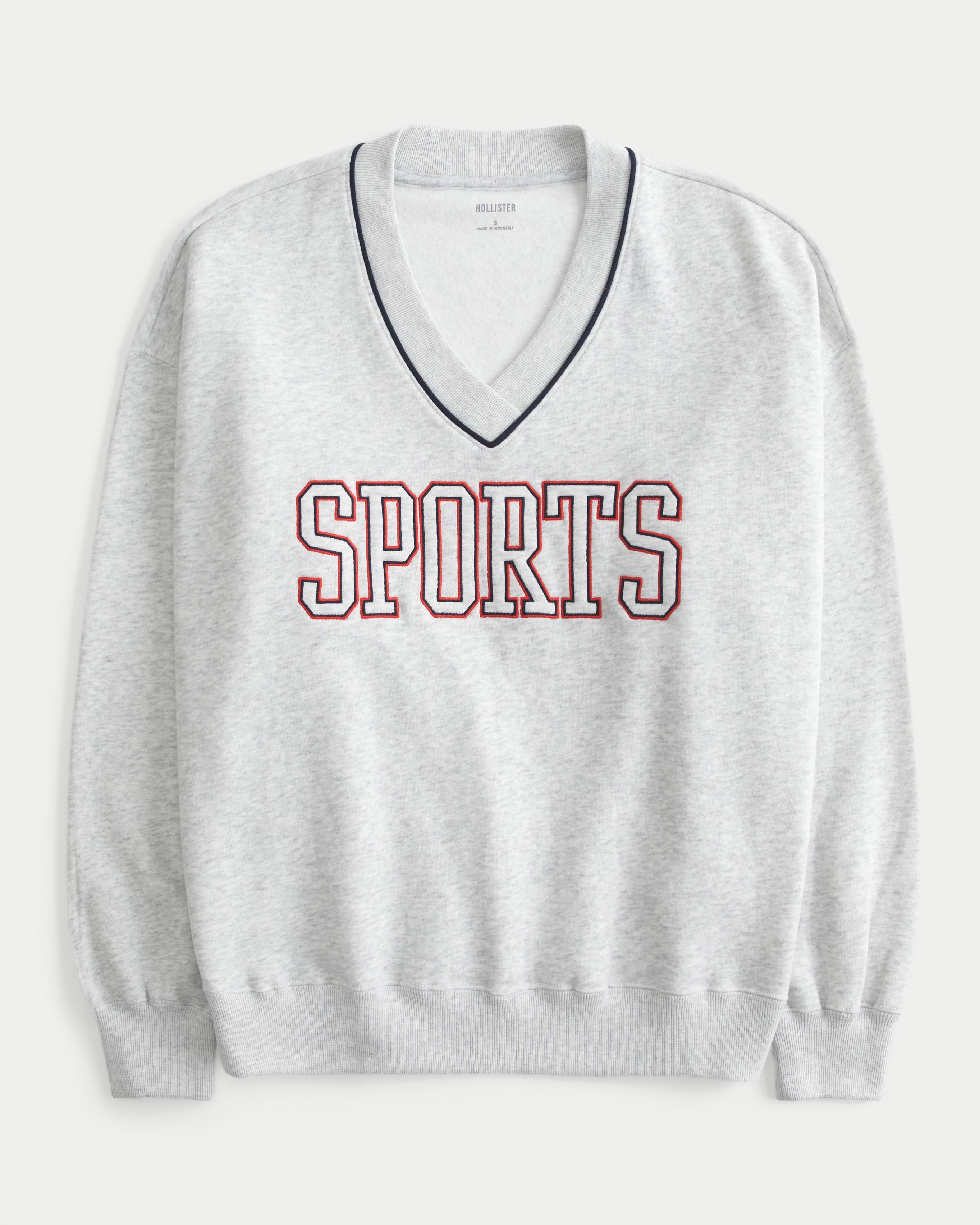 Oversized Sporty Graphic V-Neck Sweatshirt Product Image