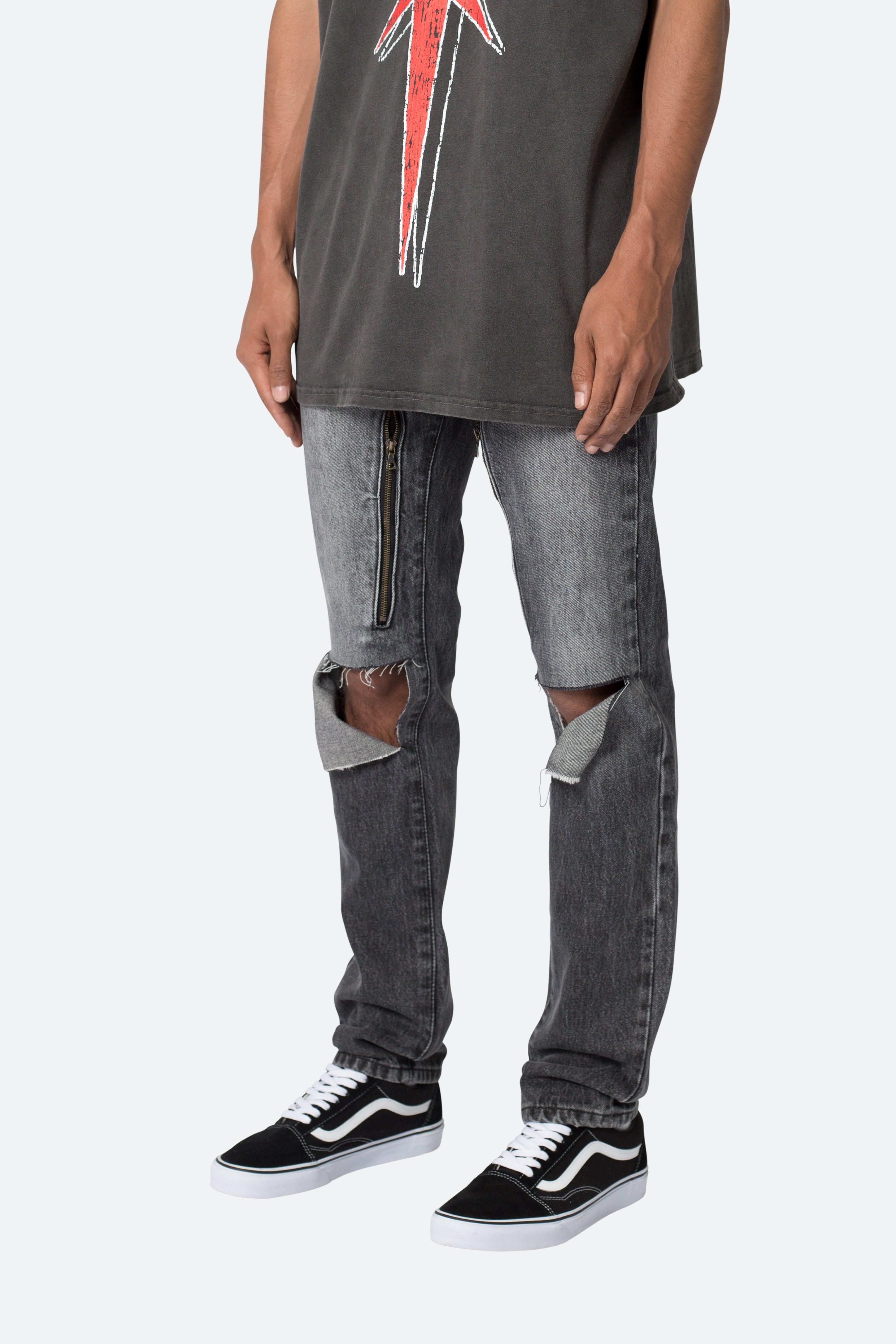 D530 Zipper Straight Denim - Washed Black Product Image