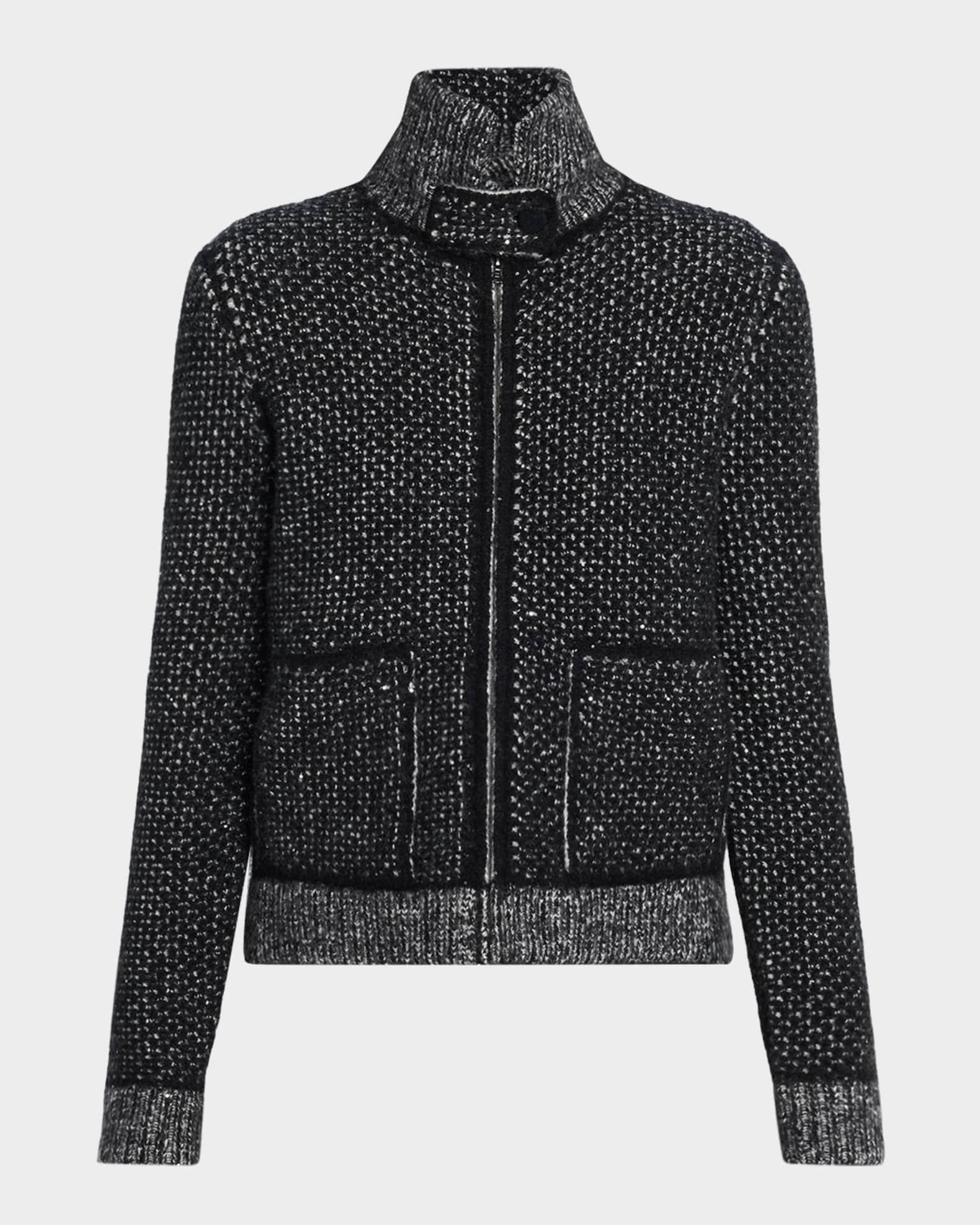 Stand-Collar Sequin Knit Jacket Product Image