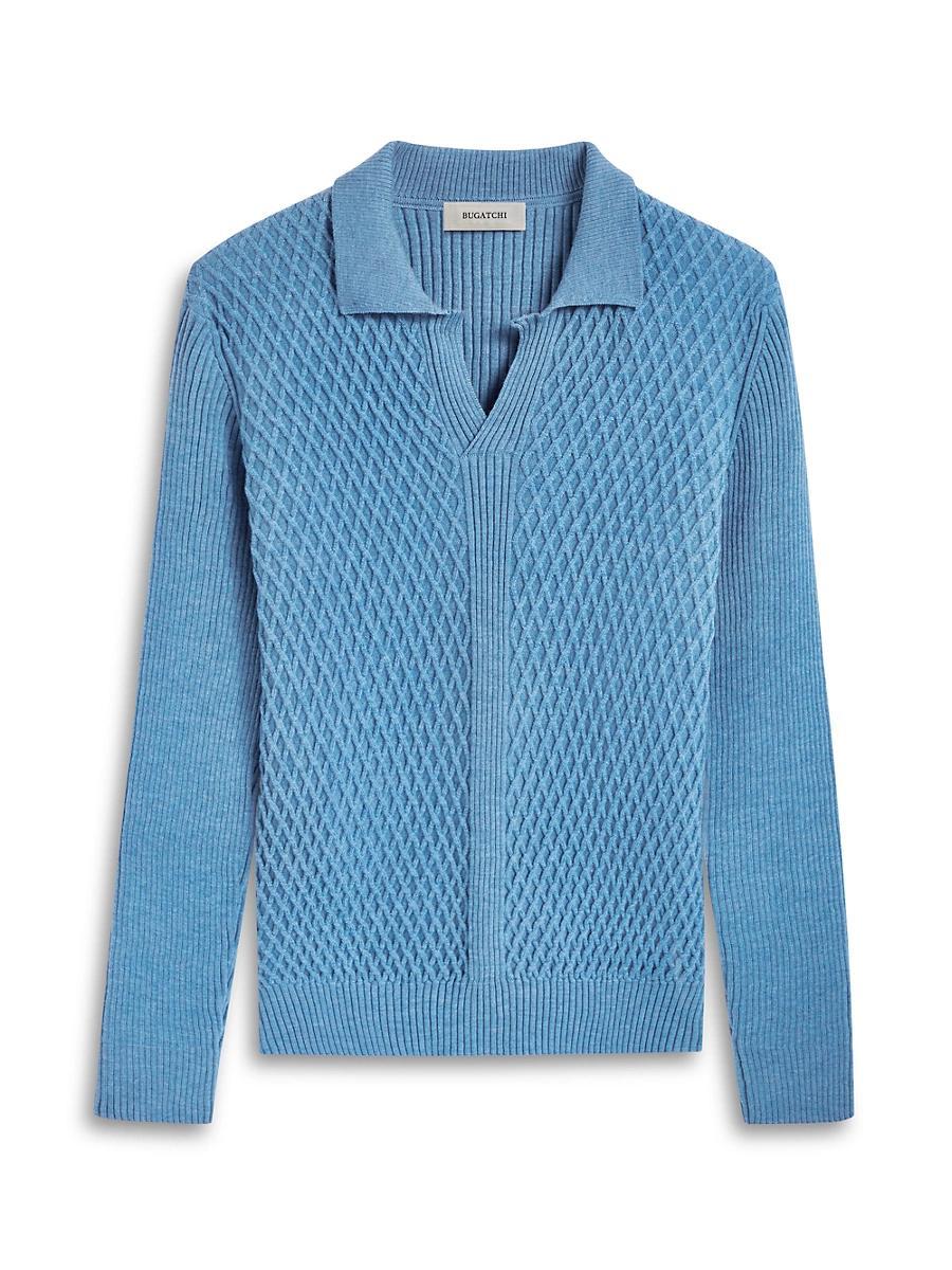 Mens Ribbed Wool Johnny Collar Sweater Product Image