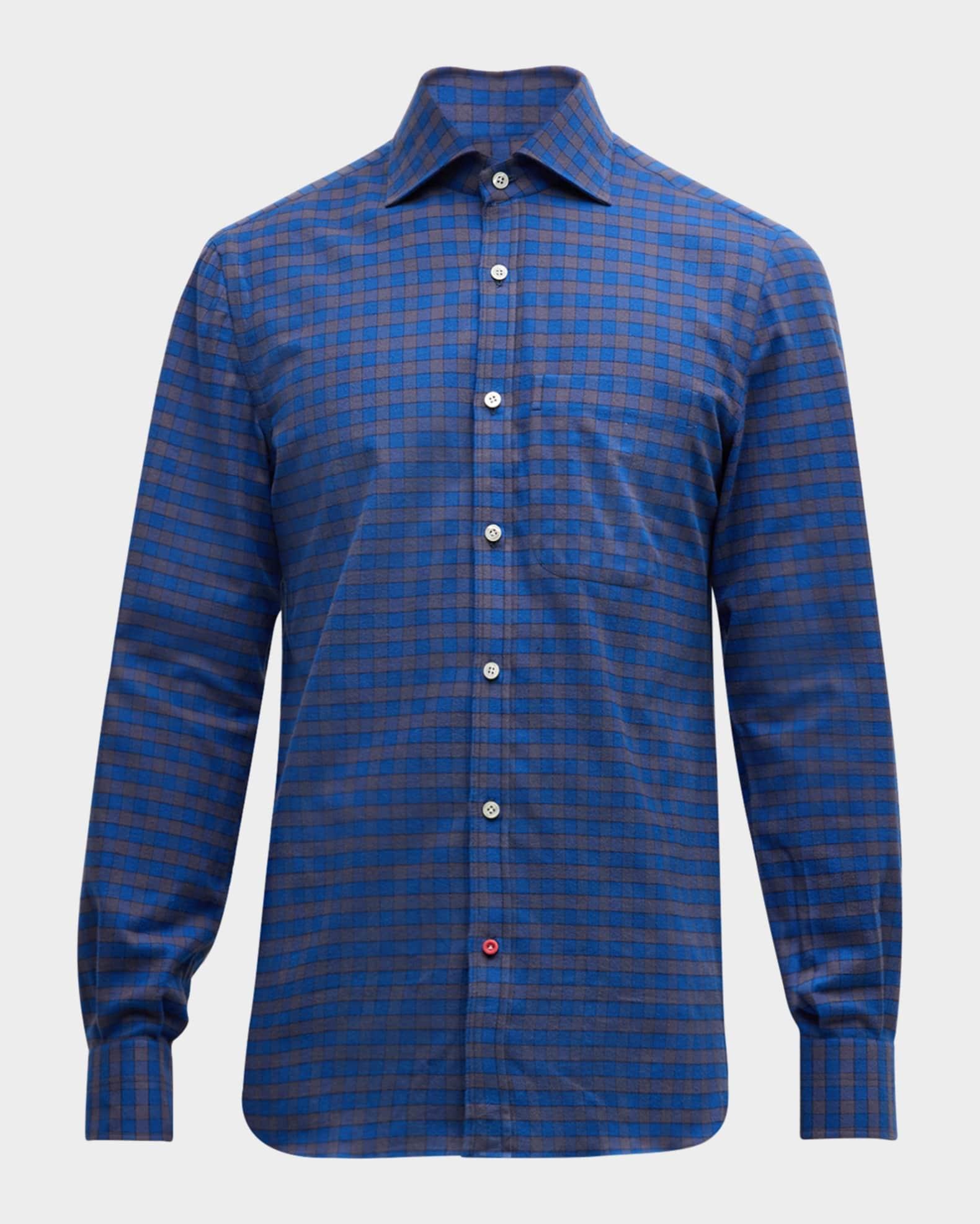 Men's Cotton Gingam Check Casual Button-Down Shirt Product Image