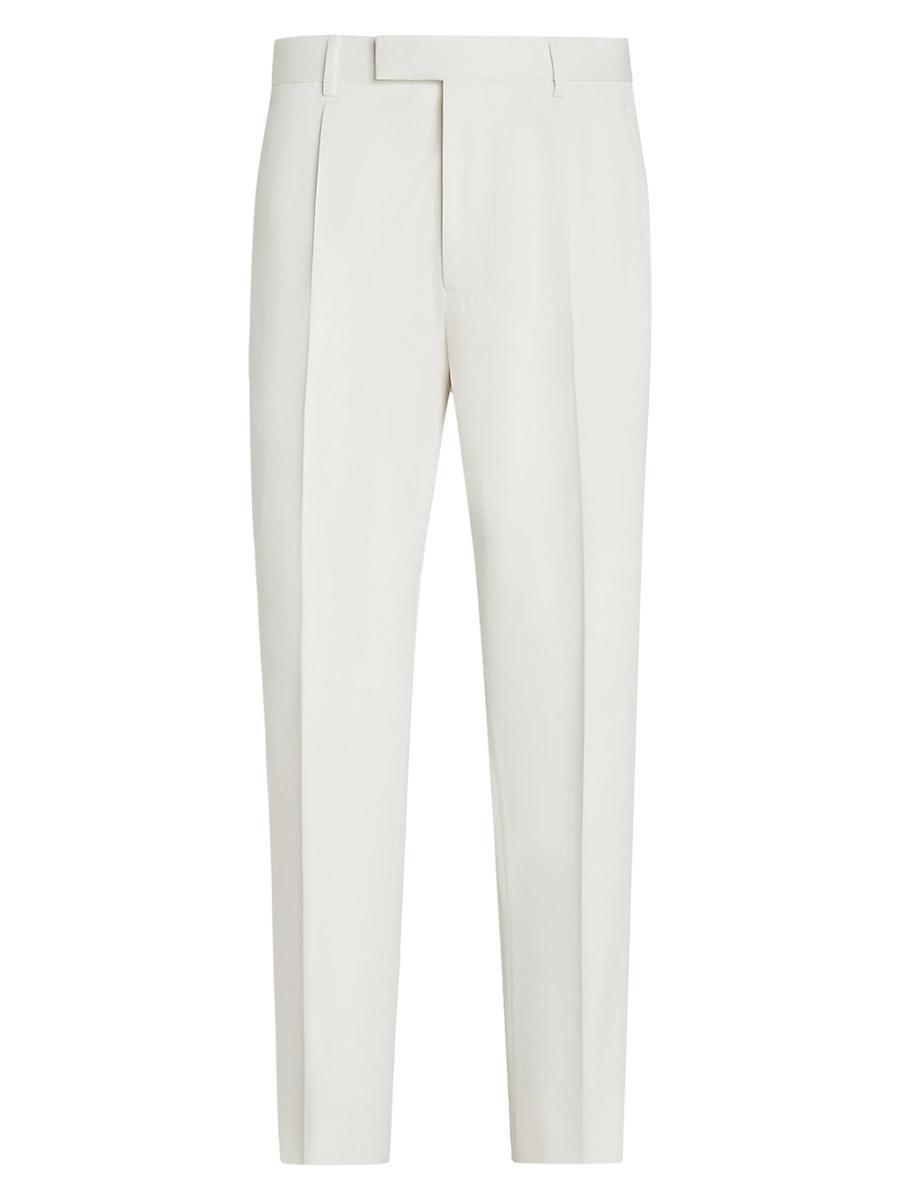 Mens Single-Pleated Cotton and Wool Pants Product Image