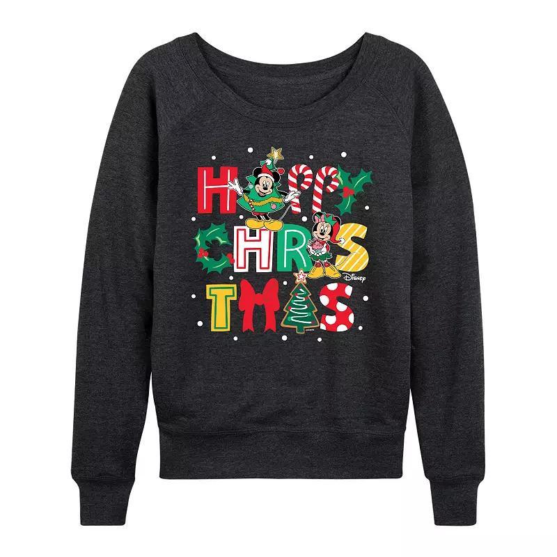Disney's Mickey and Minnie Mouse Women's Happy Christmas French Terry Long Sleeve Tee,  Product Image