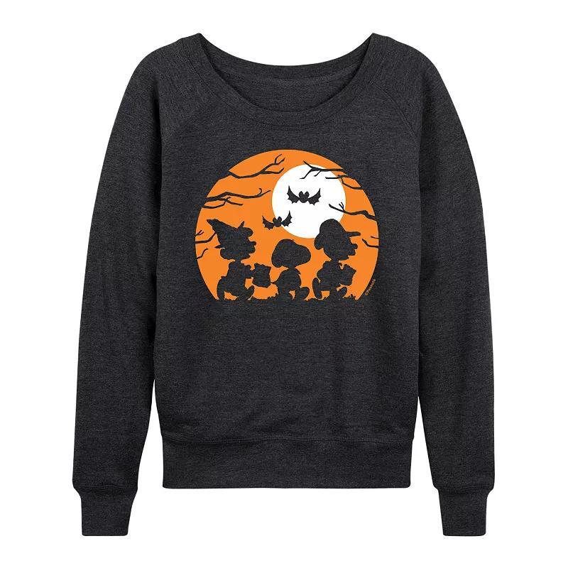 Women's Peanuts Trick Or Treat French Terry Long Sleeve Tee, Size: Small, Heather Grey Product Image