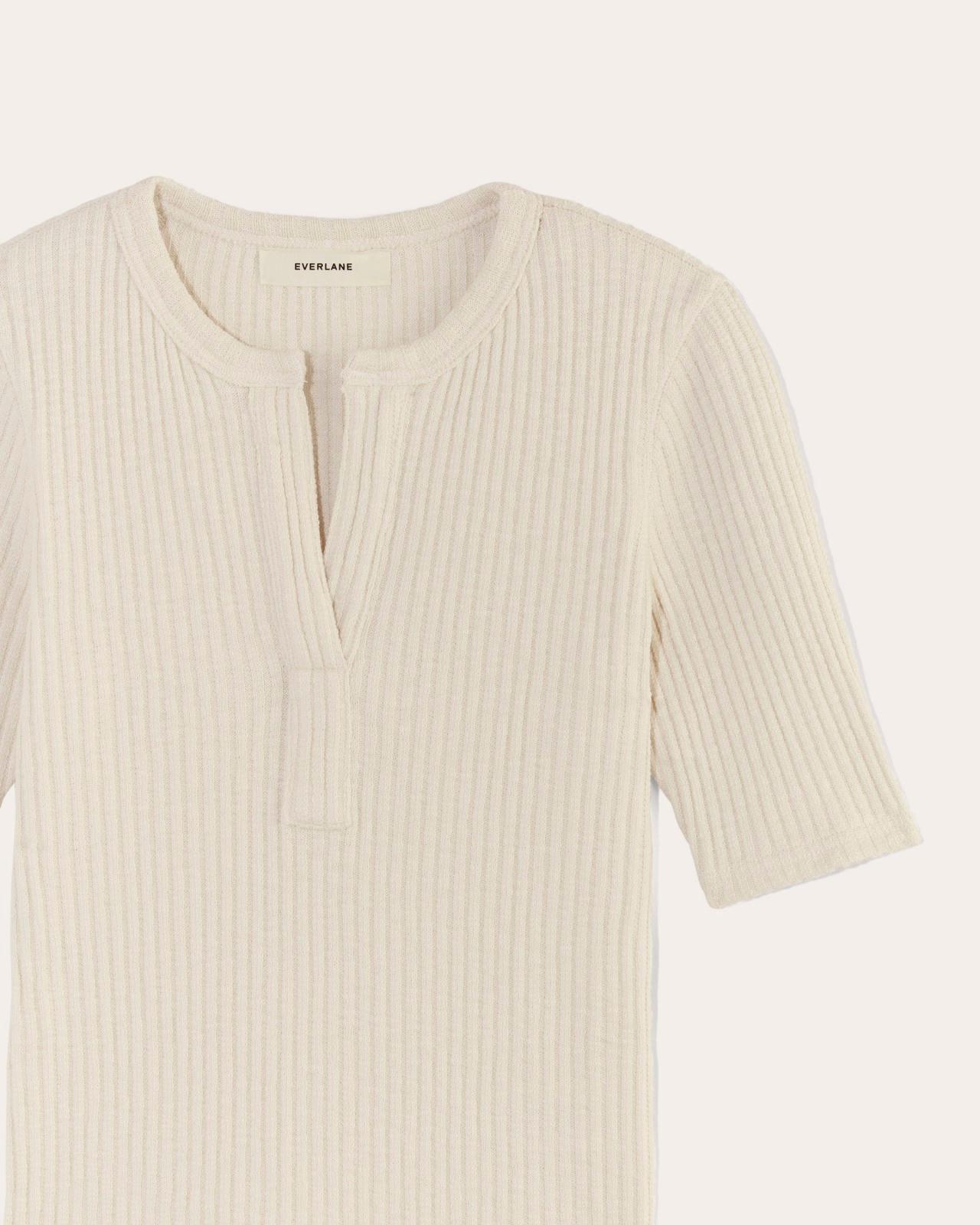 The Rib-Knit Short-Sleeve Henley Product Image