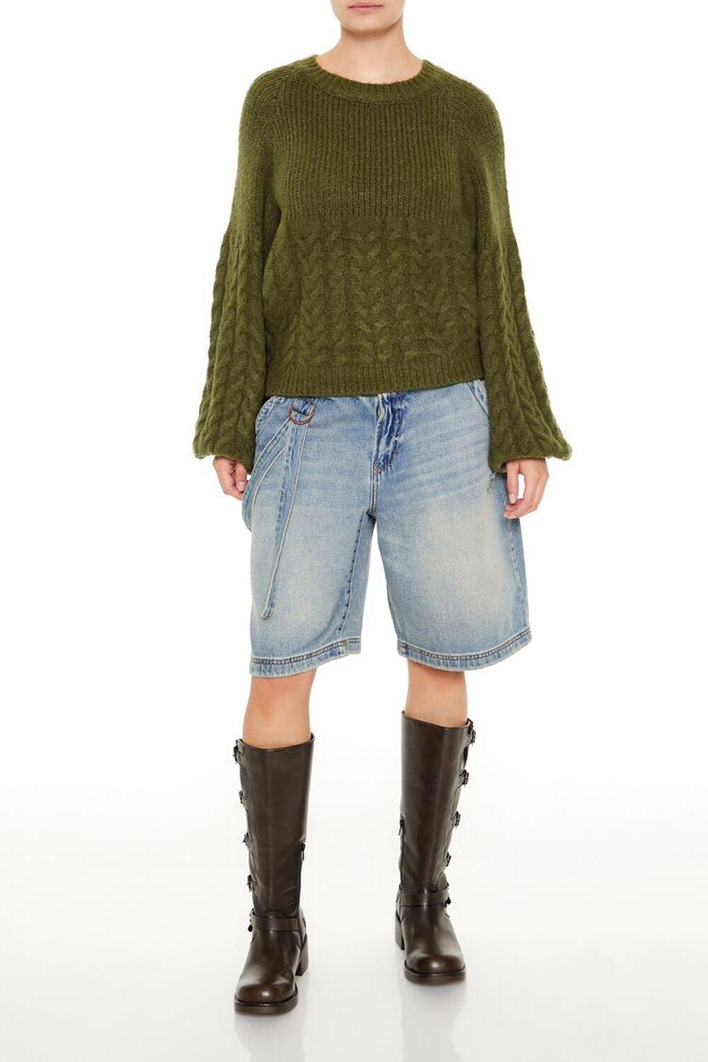 Peasant-Sleeve Cable Knit Sweater | Forever 21 Product Image