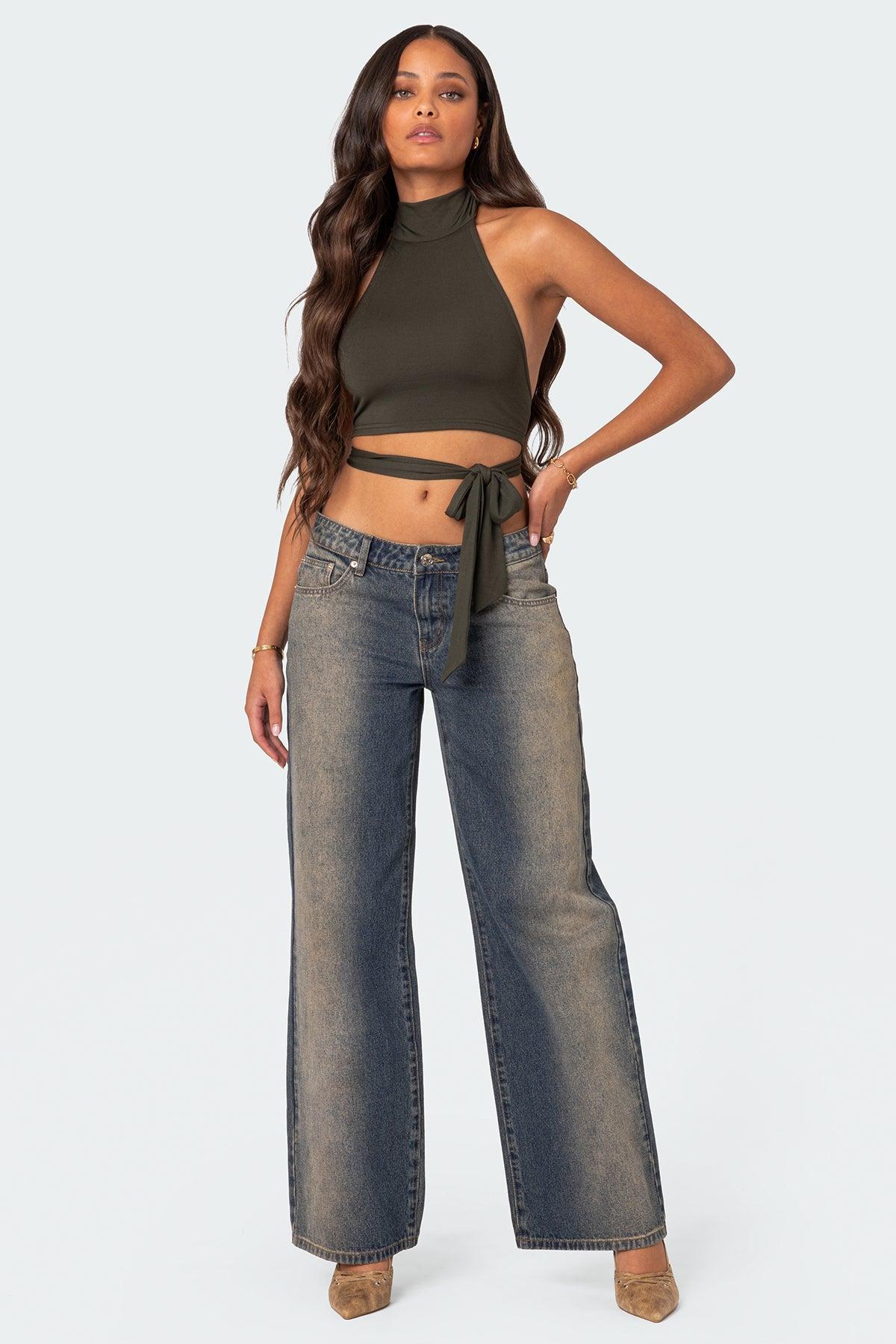 Hamlin Wrap Tie Crop Top Product Image