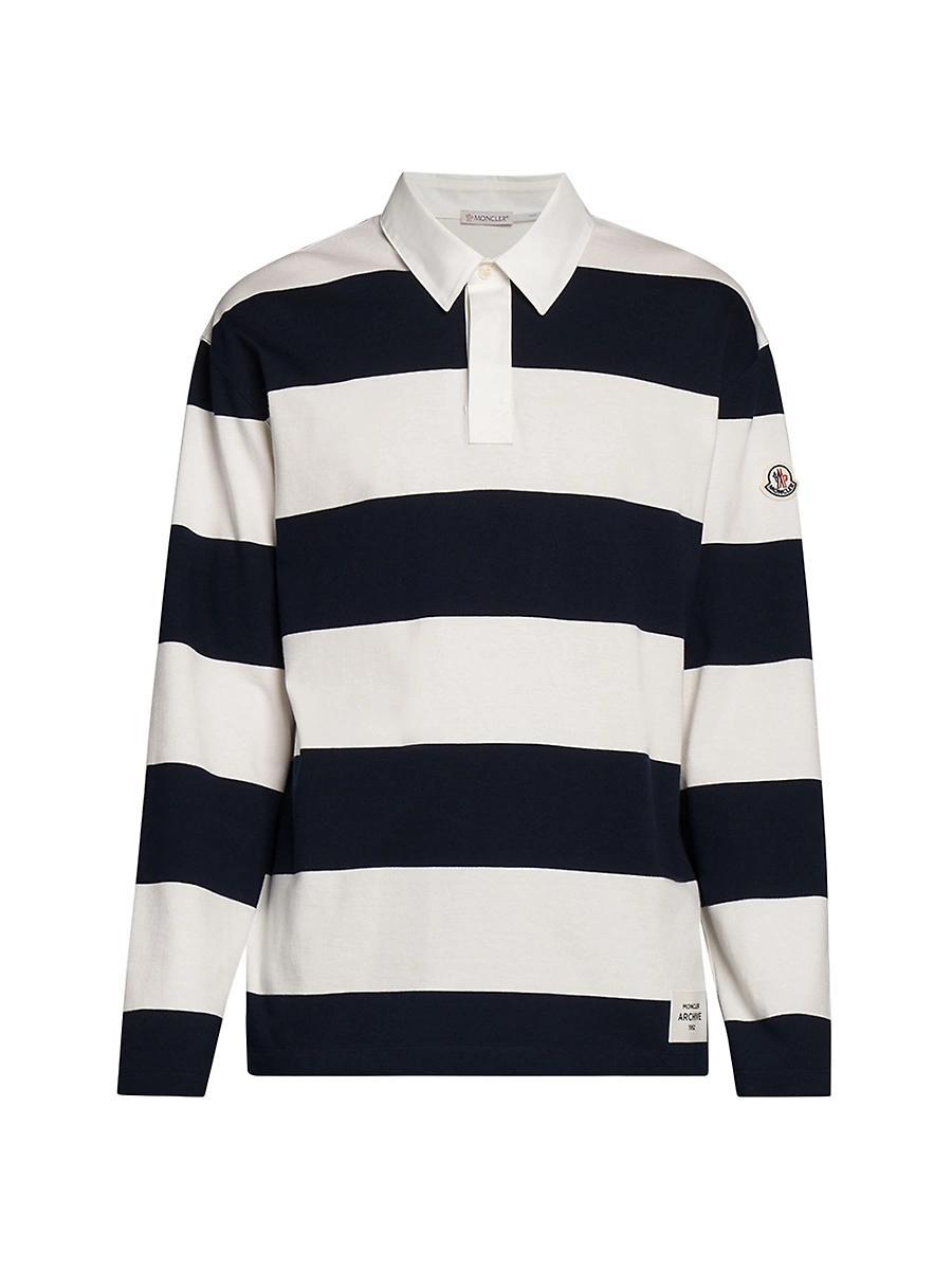 Mens Long Sleeve Striped Rugby Polo Shirt Product Image