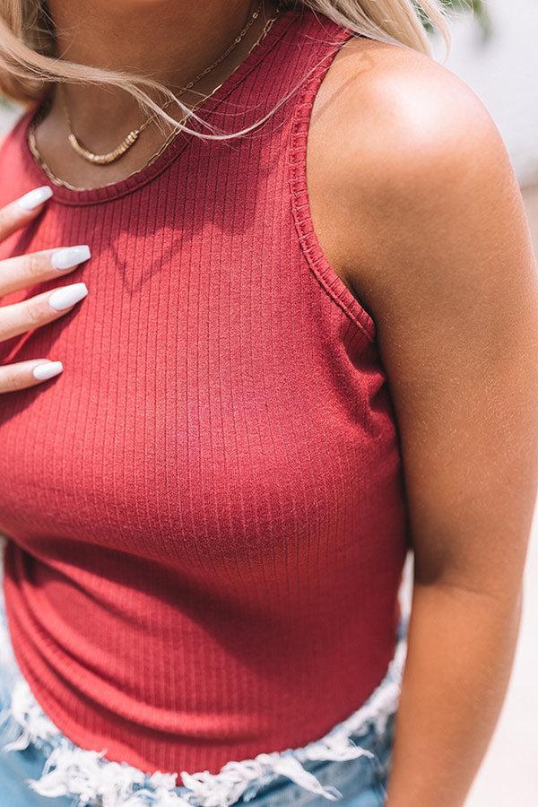 Fresco Feels Ribbed Top In Aurora Red Product Image