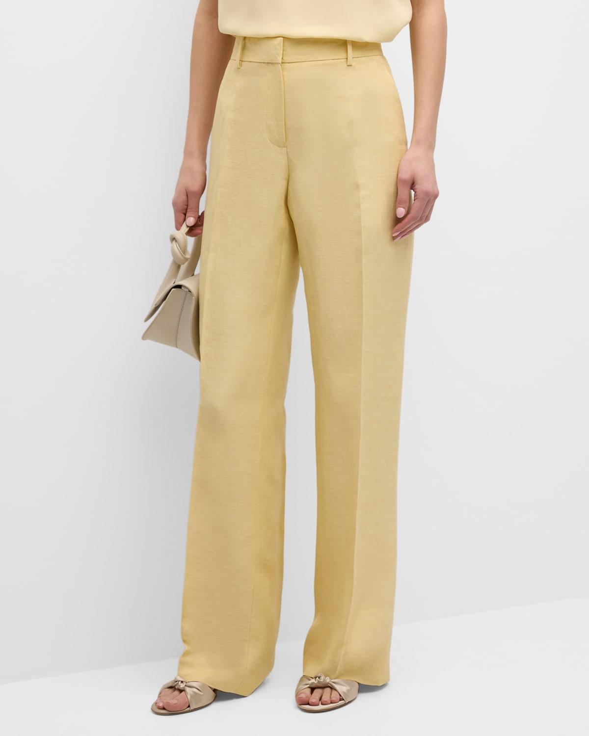 Gates High-Rise Straight-Leg Linen-Blend Pants Product Image