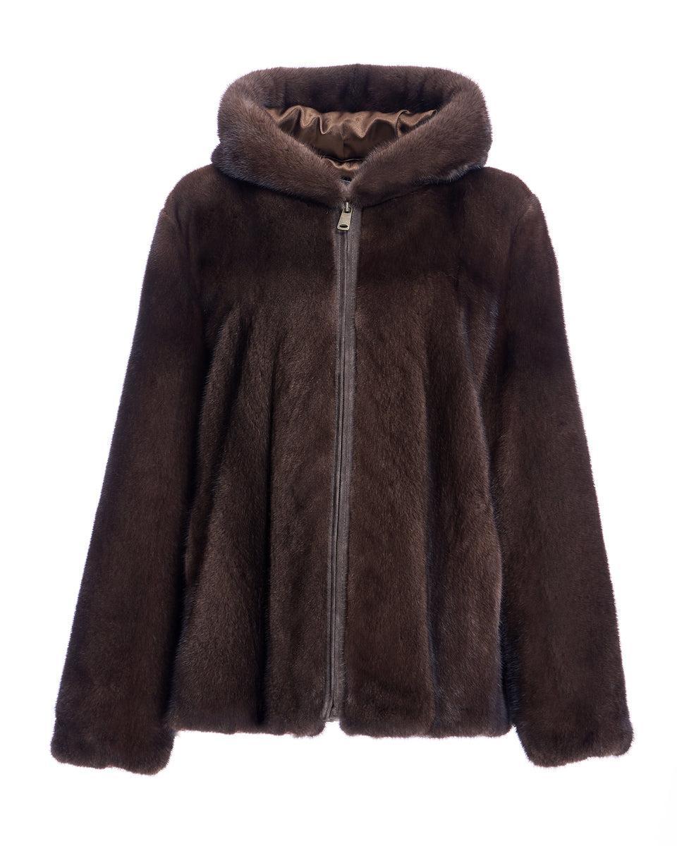 Hooded Mink Jacket Product Image