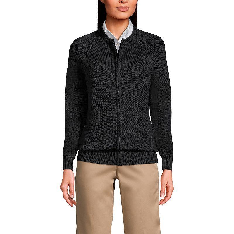 Women's Lands' End School Uniform Zipper-Front Cardigan Sweater,  Product Image