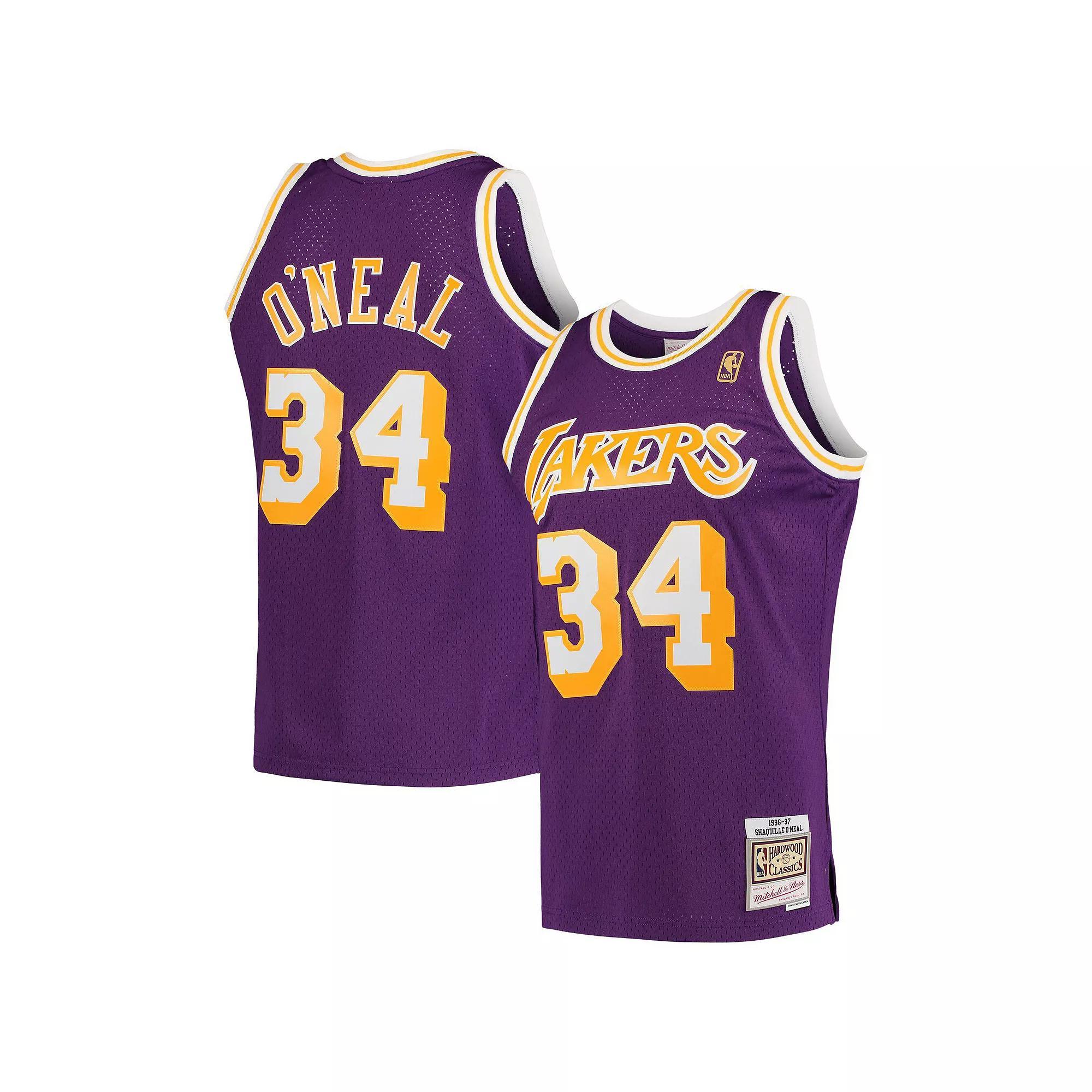 Men's Mitchell & Ness Shaquille O'Neal Purple Los Angeles Lakers Hardwood Classics 1996-97 Swingman Jersey, Size: Small Product Image