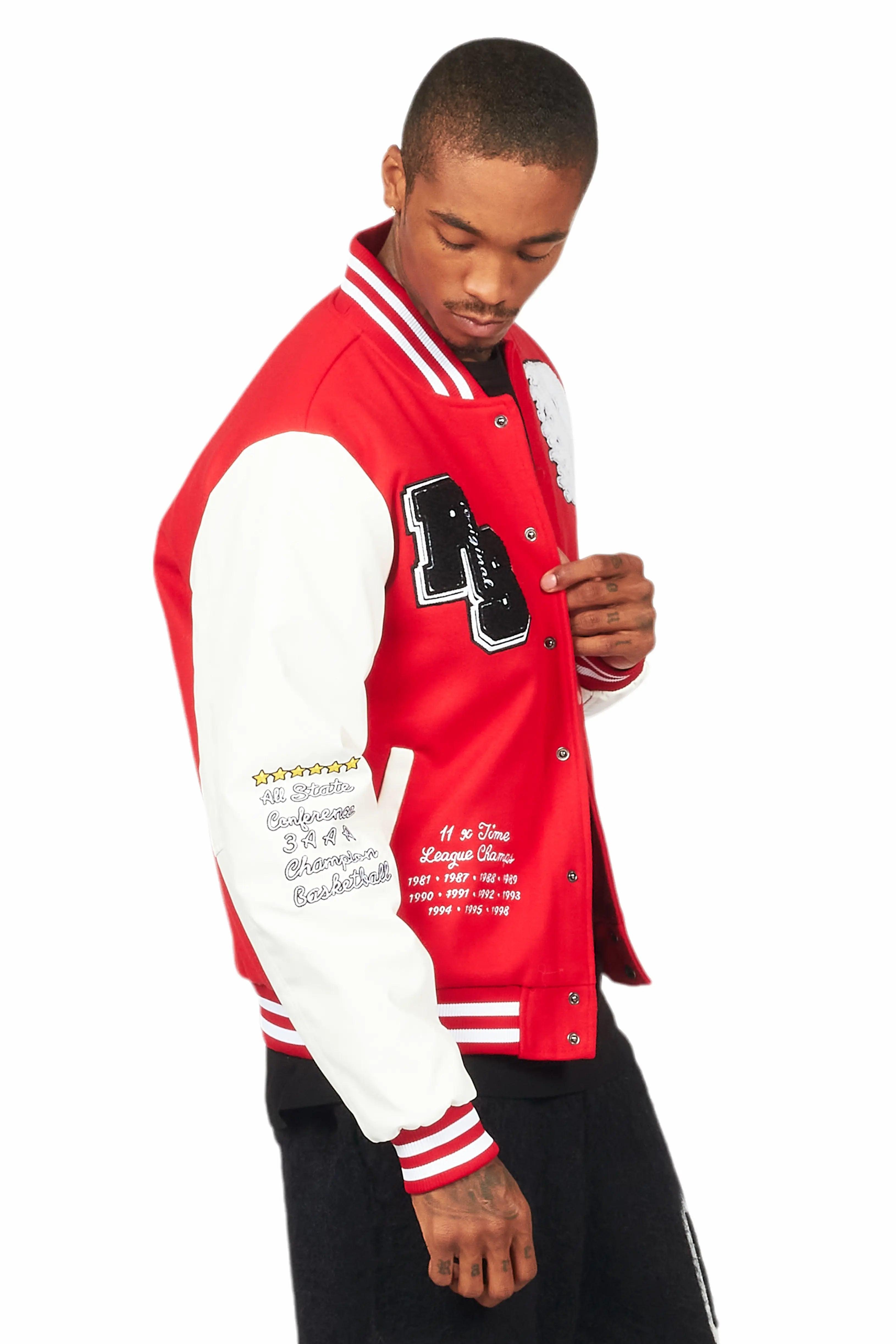 Leaner Red Bomber Jacket Male Product Image