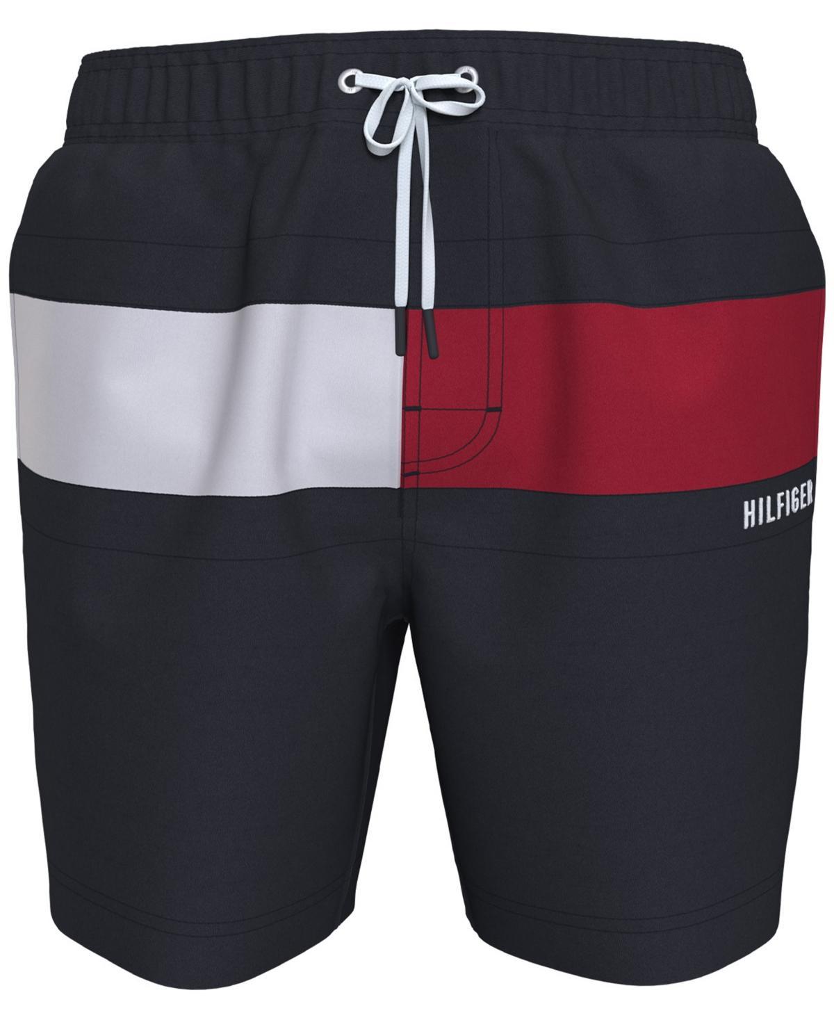 Mens Tommy Hilfiger Tommy Flag Swim Trunks Blue Product Image