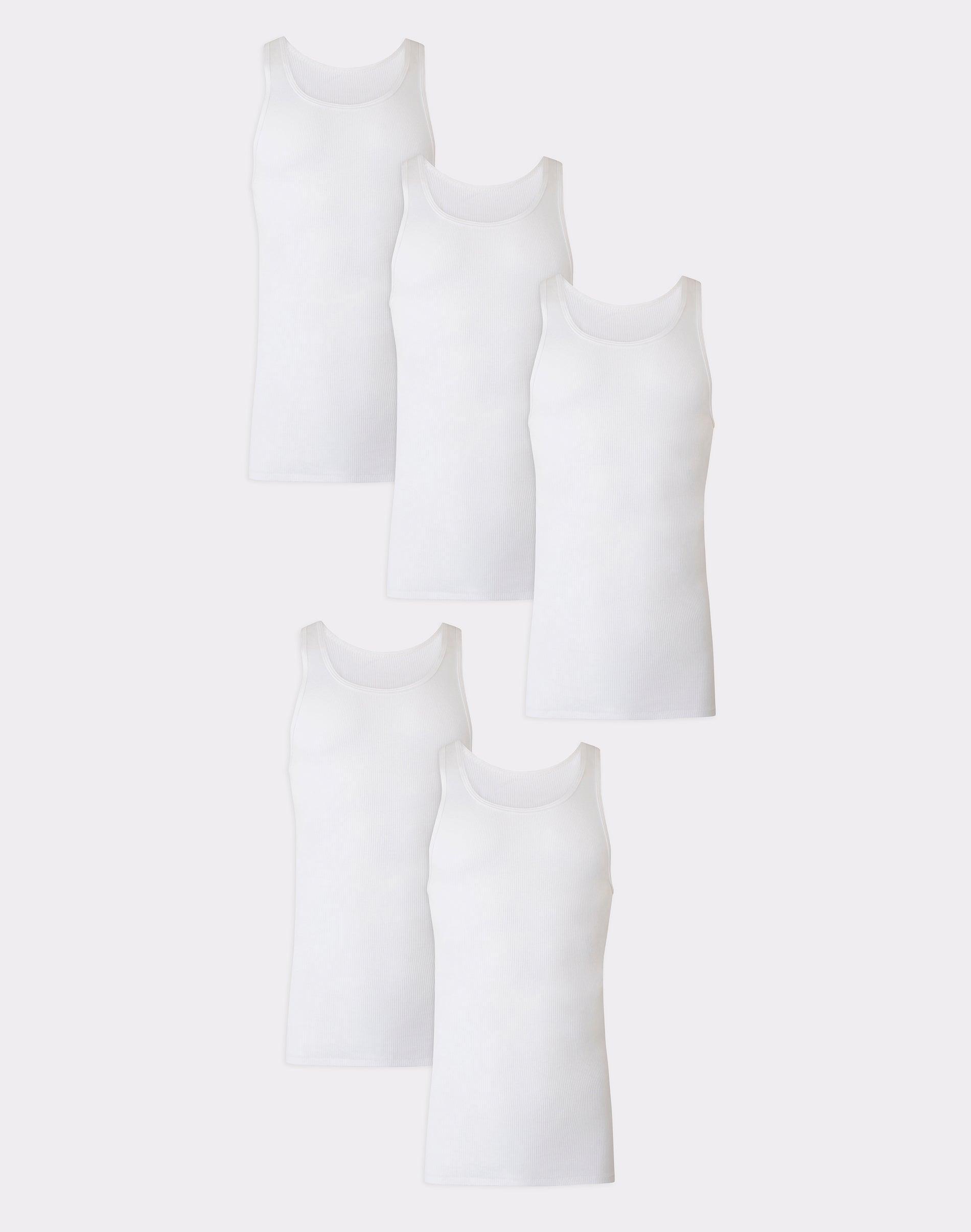 Tall Hanes Ultimate 5-Pack Men's White Cotton Tank Undershirt, Size: XL Tall Product Image