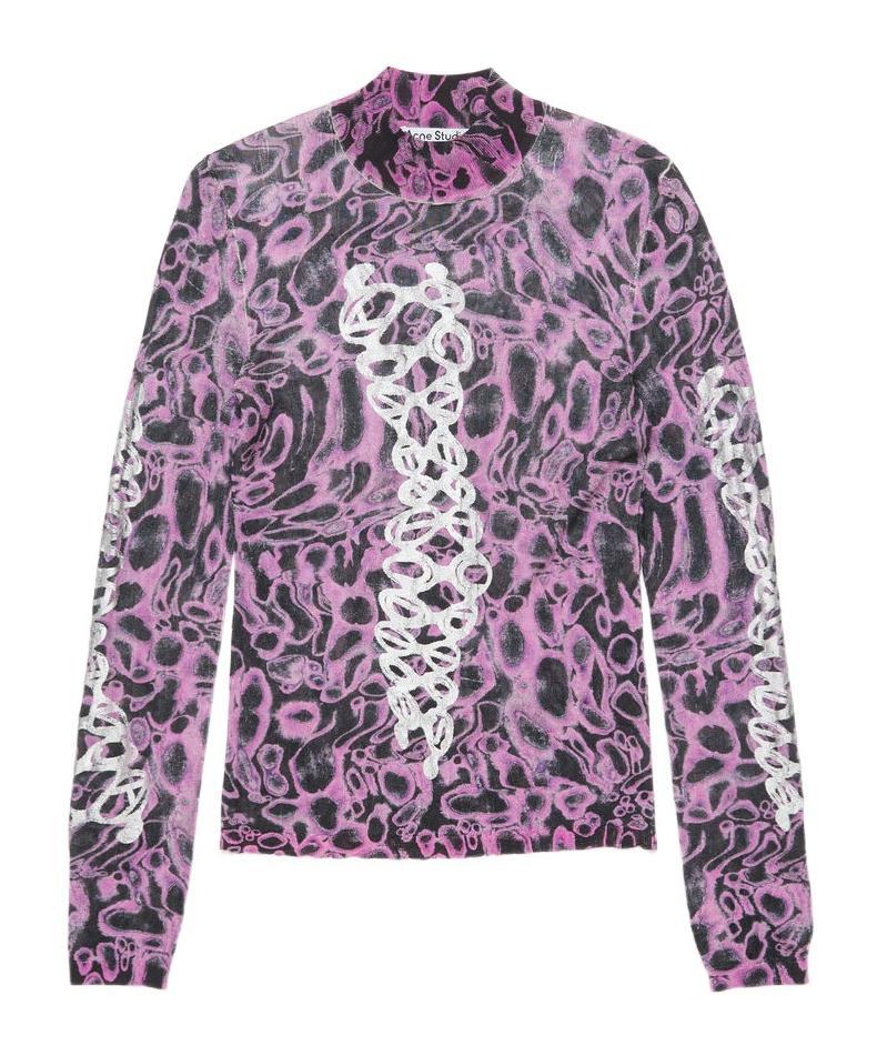 ACNE STUDIOS Printed Sweater In Orchid Purple,multi Product Image